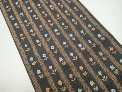平和屋着物●本場筑前博多織　八寸名古屋帯　草花間道　正絹　逸品　CABG6307hy