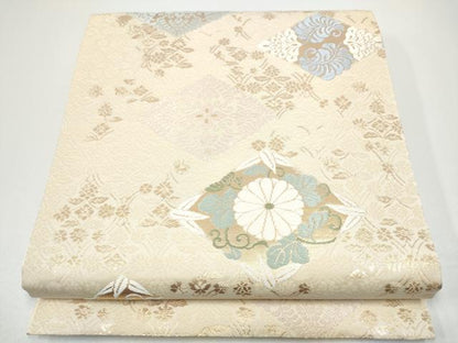 平和屋着物●九寸開き名古屋帯　唐織　菱花唐草文　金糸　正絹　逸品　CABG6308hy
