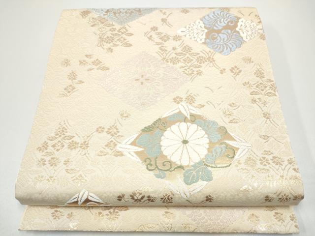 平和屋着物●九寸開き名古屋帯　唐織　菱花唐草文　金糸　正絹　逸品　CABG6308hy