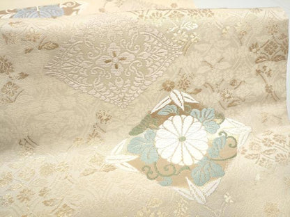 平和屋着物●九寸開き名古屋帯　唐織　菱花唐草文　金糸　正絹　逸品　CABG6308hy