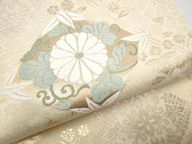 平和屋着物●九寸開き名古屋帯　唐織　菱花唐草文　金糸　正絹　逸品　CABG6308hy