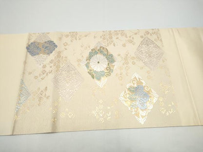 平和屋着物●九寸開き名古屋帯　唐織　菱花唐草文　金糸　正絹　逸品　CABG6308hy