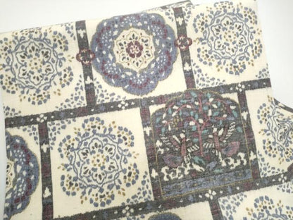 平和屋着物●九寸名古屋帯　紬地　草花文　正絹　逸品　CABG6320hy