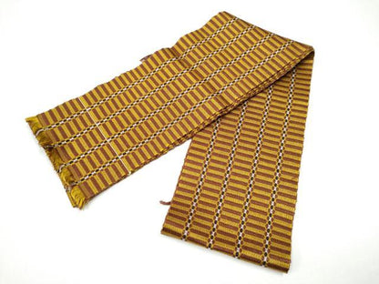 平和屋着物●本場黄八丈　紬　両面　半幅帯　正絹　逸品　CABG6323hy