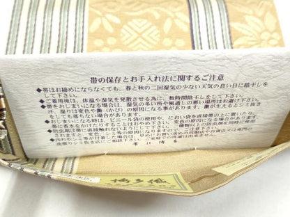 平和屋着物●本場筑前博多織　半幅帯　円舞曲　小野和也作　証紙付き　正絹　逸品　CABG6324hy