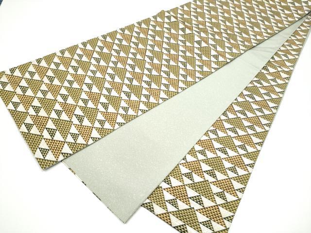 平和屋着物●全通柄袋帯　紬地　鱗文様　正絹　逸品　CABG6356hy