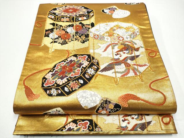平和屋着物●唐織・西陣の老舗・名門・藤原織物　六通柄袋帯　貝桶鳳凰花文　黒地　金銀糸　正絹　逸品　CABG6361hy