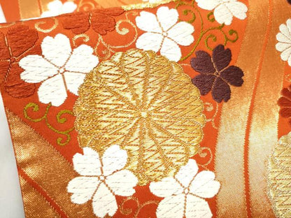 平和屋着物●西陣　河合美術織物謹製　六通柄袋帯　唐織　立涌菊文　金糸　正絹　逸品　CABG6362hy