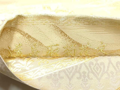 平和屋着物●両面　両方向　六通柄袋帯　唐織　四季草花絵巻　道長取菊花文　金糸　正絹　逸品　CABG6366hy
