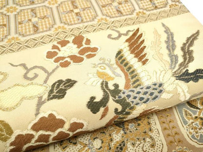 平和屋着物●六通柄袋帯　鳳凰花唐草文　金糸　正絹　逸品　CABG6367hy