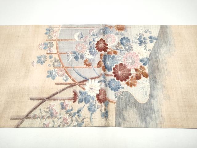平和屋着物●太鼓柄袋帯　紬地　刺繍　舞花文　金糸　正絹　逸品　CABG6370hy