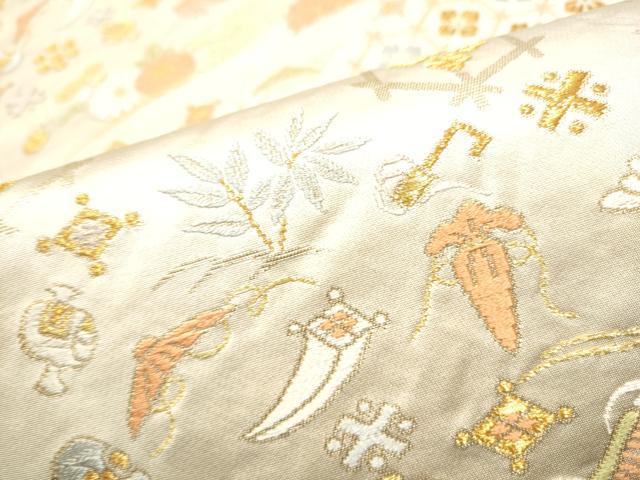 平和屋着物●西陣の名門　本家加納　六通柄袋帯　唐織　飛鶴宝尽くし文　金糸　正絹　逸品　CABG6374hy