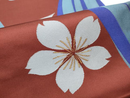 平和屋着物●世界的人形師　辻村寿三郎　ジュサブロー　六通柄袋帯　舞桜文　金糸　正絹　逸品　CABG6385hy