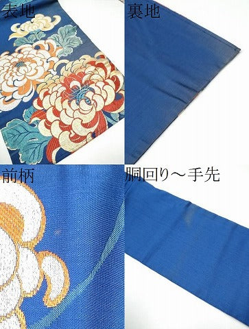 平和屋着物●アンティーク　大正ロマン　九寸名古屋帯　乱菊　金銀糸　正絹　逸品　CABG6389hy