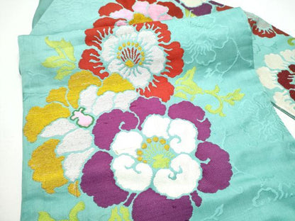 平和屋着物●アンティーク　大正ロマン　九寸名古屋帯　花唐草文　金糸　正絹　逸品　CABG6391hy