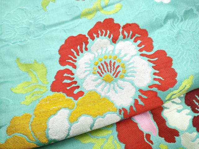 平和屋着物●アンティーク　大正ロマン　九寸名古屋帯　花唐草文　金糸　正絹　逸品　CABG6391hy