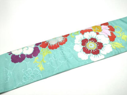 平和屋着物●アンティーク　大正ロマン　九寸名古屋帯　花唐草文　金糸　正絹　逸品　CABG6391hy