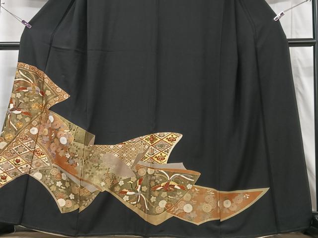 平和屋着物■豪華黒留袖　花鳥文　金彩　正絹　逸品　CABG6406xe