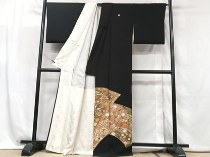 平和屋着物■豪華黒留袖　花鳥文　金彩　正絹　逸品　CABG6406xe