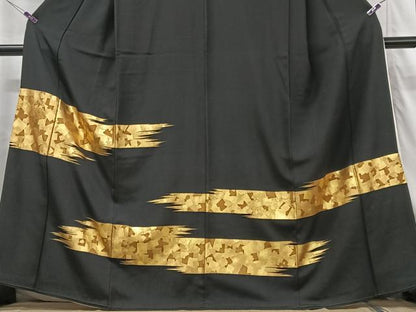 平和屋着物■豪華黒留袖　幾何学文様　金彩　正絹　逸品　CABG6408xe