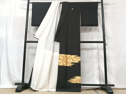 平和屋着物■豪華黒留袖　幾何学文様　金彩　正絹　逸品　CABG6408xe