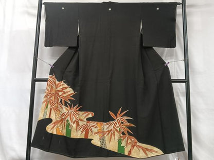 平和屋着物■豪華黒留袖　笹竹文　金彩　正絹　逸品　CABG6413xe
