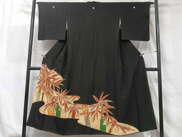 平和屋着物■豪華黒留袖　笹竹文　金彩　正絹　逸品　CABG6413xe