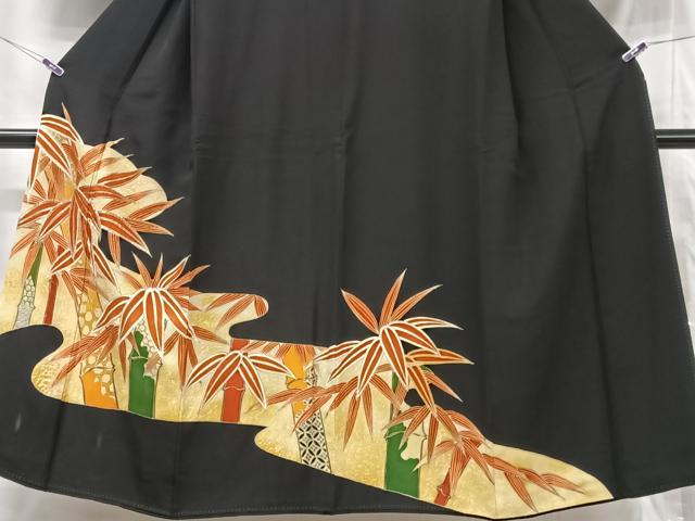 平和屋着物■豪華黒留袖　笹竹文　金彩　正絹　逸品　CABG6413xe