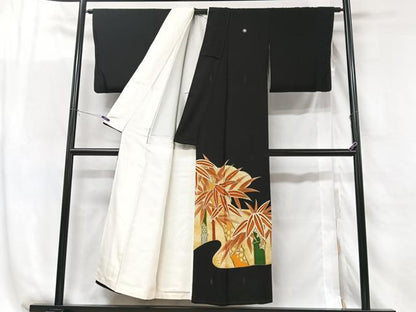 平和屋着物■豪華黒留袖　笹竹文　金彩　正絹　逸品　CABG6413xe
