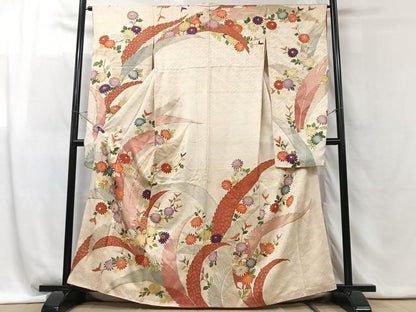 平和屋着物■豪華振袖　刺繍　草花文　金彩　正絹　逸品　CABG6415xe