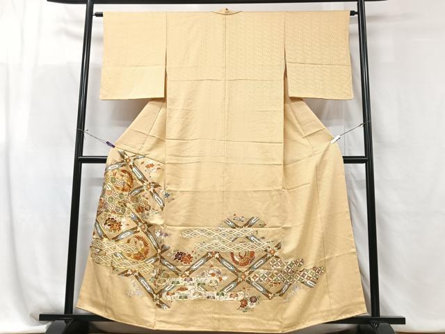 平和屋着物■豪華色留袖　駒刺繍　鳳凰吉祥花文　金彩　正絹　逸品　CABG6418xe