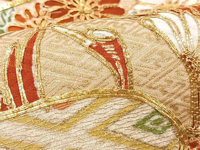 平和屋着物■豪華色留袖　駒刺繍　鳳凰吉祥花文　金彩　正絹　逸品　CABG6418xe