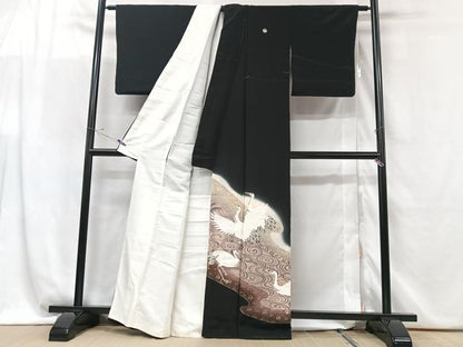 平和屋着物■豪華黒留袖　群鶴　暈し染め　金彩　正絹　逸品　CABG6419xe