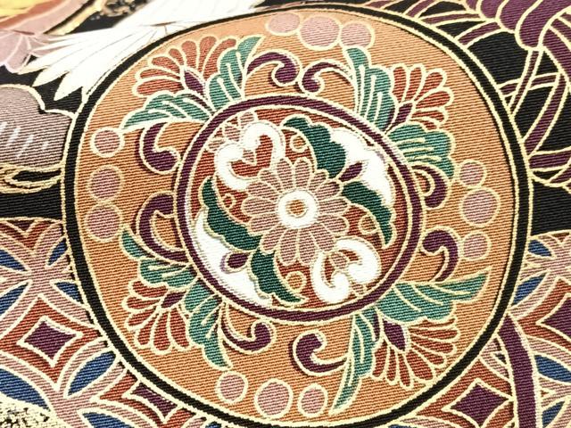 平和屋着物■豪華黒留袖　駒刺繍　飛鶴吉祥花鼓文　金彩　正絹　逸品　CABG6420xe