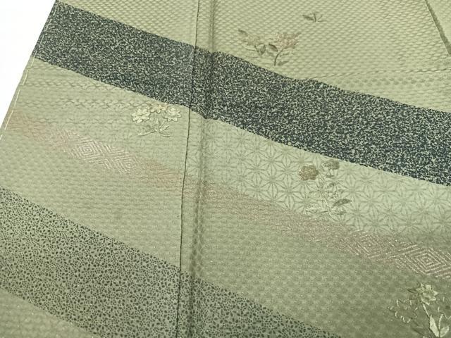 平和屋着物■訪問着　刺繍　草花文　正絹　逸品　未使用　CABG6421xe