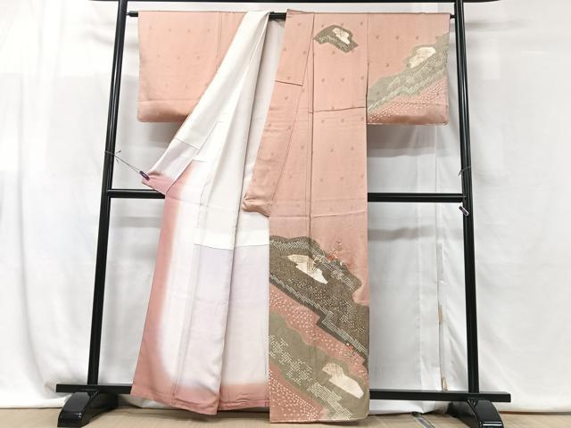 平和屋着物■訪問着　刺繍　絞り　草花文　正絹　逸品　未使用　CABG6429xe