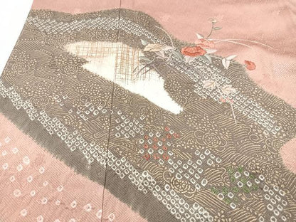 平和屋着物■訪問着　刺繍　絞り　草花文　正絹　逸品　未使用　CABG6429xe