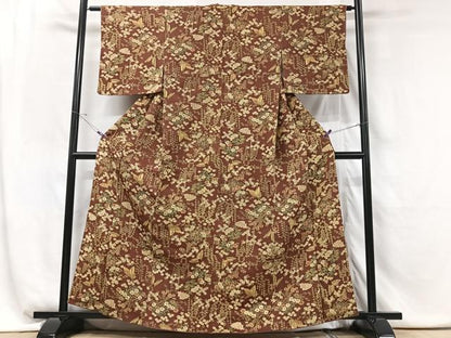 平和屋着物■上質な小紋　花蝶文　鬼しぼ縮緬　正絹　逸品　CABG6440xe