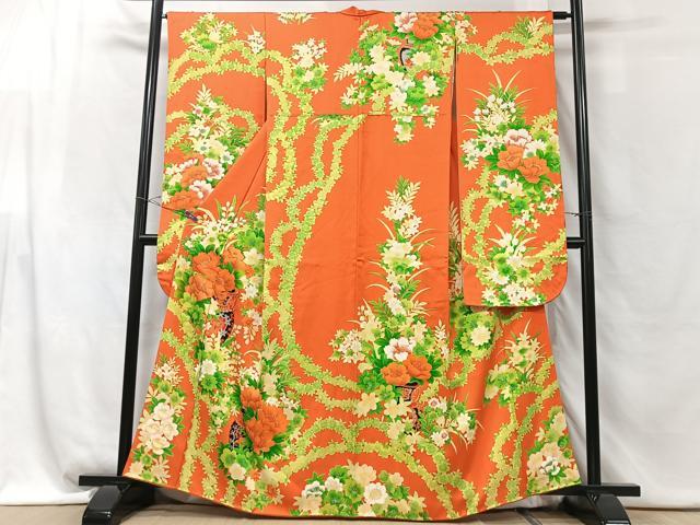 平和屋着物■豪華振袖 駒刺繍 草花文 金糸 正絹 逸品 CABG6452xe