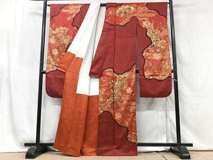 平和屋着物■豪華振袖 御所車扇面花鳥文 金彩 正絹 逸品 CABG6453xe