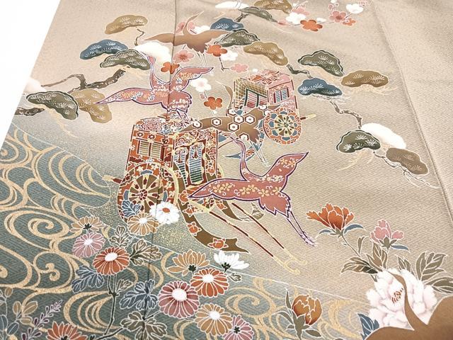 平和屋着物■豪華色留袖 御所車花鳥文 暈し染め 金彩 正絹 逸品 CABG6455xe