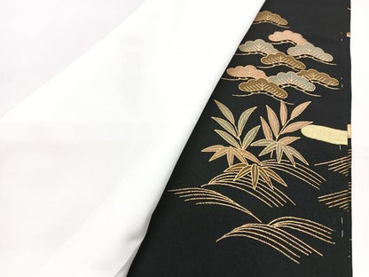 平和屋着物■豪華黒留袖 駒刺繍 御所車浜松文 金彩 正絹 逸品 CABG6464xe