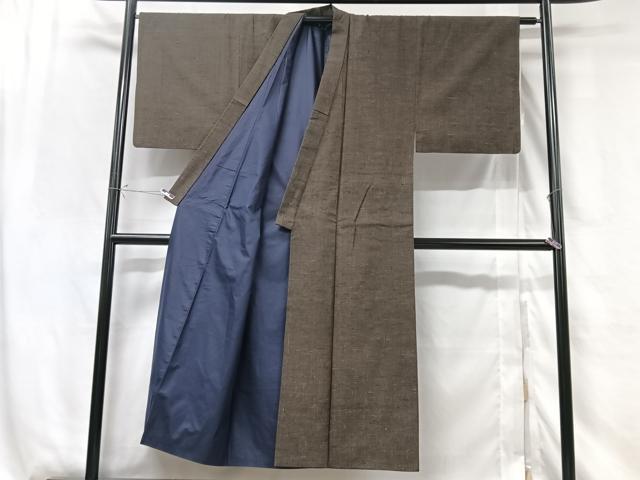 平和屋着物■男性 紬 アンサンブル 赤墨色 正絹 逸品 CABG6466xe