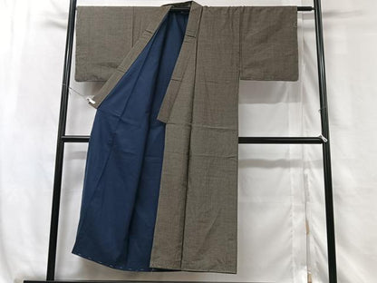 平和屋着物■男性　紬　アンサンブル　格子　正絹　逸品　未使用　CABG6467xe