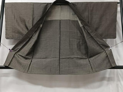 平和屋着物■男性　紬　アンサンブル　格子　正絹　逸品　未使用　CABG6467xe
