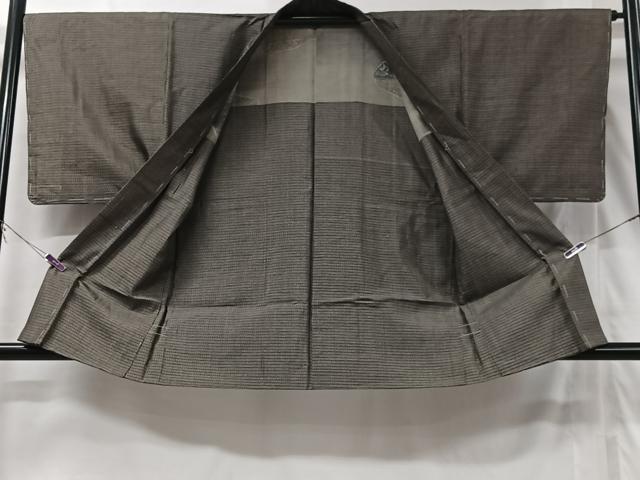 平和屋着物■男性　紬　アンサンブル　格子　正絹　逸品　未使用　CABG6467xe