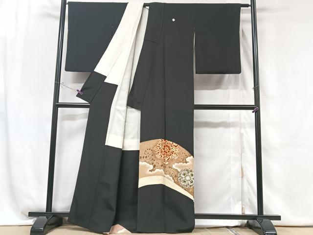 平和屋着物■豪華黒留袖 駒刺繍 正倉院花文 金彩 正絹 逸品 CABG6472xe