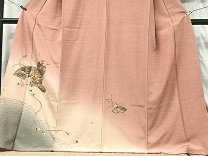 平和屋着物■訪問着 刺繍 地紙貝桶花鳥文 暈し染め 正絹 逸品 CABG6484xe