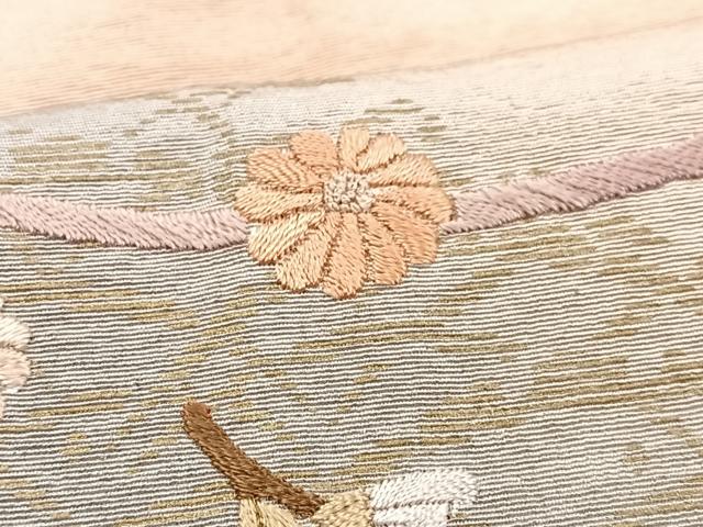 平和屋着物■訪問着 刺繍 地紙貝桶花鳥文 暈し染め 正絹 逸品 CABG6484xe