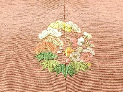 平和屋着物■訪問着 刺繍 地紙貝桶花鳥文 暈し染め 正絹 逸品 CABG6484xe